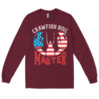 Burgundy crawfish boil master american  flag us big red lobster design Long Sleeve Tee - linhVisuals