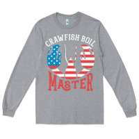 Heather Grey crawfish boil master american  flag us big red lobster design Long Sleeve Tee - linhVisuals