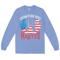 Colony Blue crawfish boil master american  flag us big red lobster design Long Sleeve Tee - linhVisuals