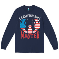 Navy crawfish boil master american  flag us big red lobster design Long Sleeve Tee - linhVisuals