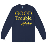 Navy good trouble john lewis signature Long Sleeve Tee - linhVisuals