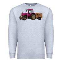 Heather Grey Pink Farm Tractor Premium Sweatshirt - RanaPortraitStore