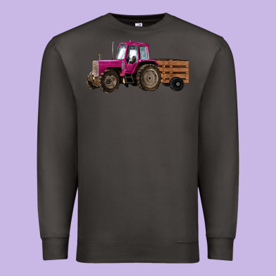 Pink Farm Tractor Premium Sweatshirt Designed By Ranaportraitstore