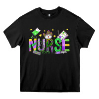 Black mardi gras nurse Heavy Core Tee - OliviaCreatesArt