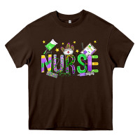 Chocolate Brown mardi gras nurse Heavy Core Tee - OliviaCreatesArt