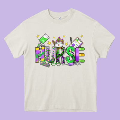 Mardi Gras Nurse Heavy Core Tee Designed By Oliviacreatesart