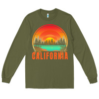 Army Green california t  shirt california sunset vintage trees scenery t  shirt Long Sleeve Tee - linhVisuals