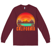 Burgundy california t  shirt california sunset vintage trees scenery t  shirt Long Sleeve Tee - linhVisuals