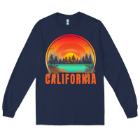Navy california t  shirt california sunset vintage trees scenery t  shirt Long Sleeve Tee - linhVisuals