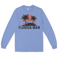 Colony Blue florida man state funny meme vintage palm trees and sunset retro sun Long Sleeve Tee - linhVisuals
