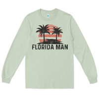 Matcha florida man state funny meme vintage palm trees and sunset retro sun Long Sleeve Tee - linhVisuals