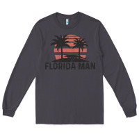 Smoke florida man state funny meme vintage palm trees and sunset retro sun Long Sleeve Tee - linhVisuals