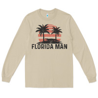 Mushroom florida man state funny meme vintage palm trees and sunset retro sun Long Sleeve Tee - linhVisuals