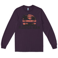 Plum florida man state funny meme vintage palm trees and sunset retro sun Long Sleeve Tee - linhVisuals