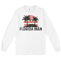 White florida man state funny meme vintage palm trees and sunset retro sun Long Sleeve Tee - linhVisuals