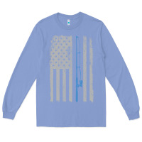 Colony Blue fishing american flag vintage fishing rod patriotic 4ht of july gift f Long Sleeve Tee - linhVisuals