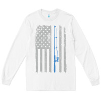 White fishing american flag vintage fishing rod patriotic 4ht of july gift f Long Sleeve Tee - linhVisuals