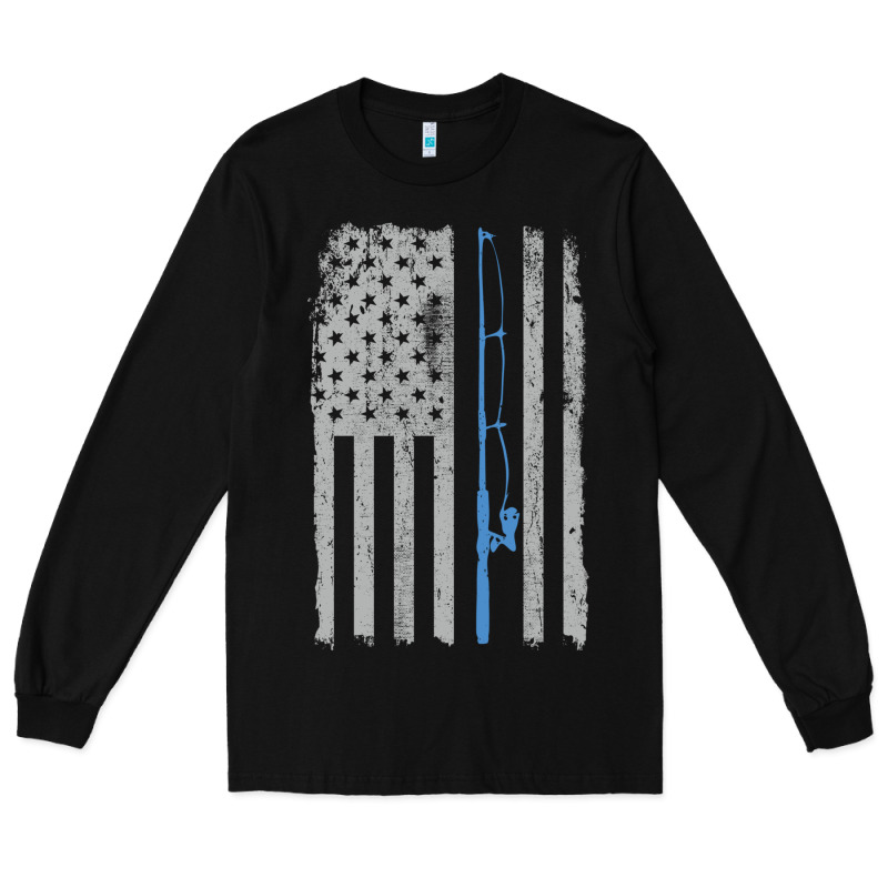 Fishing American Flag Vintage Fishing Rod Patriotic 4ht Of July Gift F Long Sleeve Tee by linhVisuals | Teevron