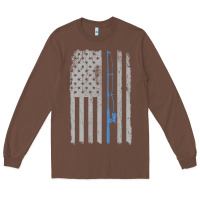 Chestnut fishing american flag vintage fishing rod patriotic 4ht of july gift f Long Sleeve Tee - linhVisuals