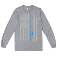 Heather Grey fishing american flag vintage fishing rod patriotic 4ht of july gift f Long Sleeve Tee - linhVisuals