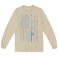 Mushroom fishing american flag vintage fishing rod patriotic 4ht of july gift f Long Sleeve Tee - linhVisuals
