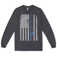 Smoke fishing american flag vintage fishing rod patriotic 4ht of july gift f Long Sleeve Tee - linhVisuals