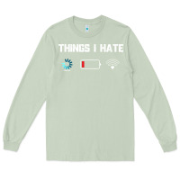 Matcha funny things i hate low battery and wifi connection Long Sleeve Tee - linhVisuals