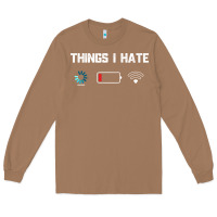 Toasted Coconut funny things i hate low battery and wifi connection Long Sleeve Tee - linhVisuals