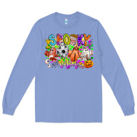 Colony Blue Spooky Vibes Ghost Long Sleeve Tee - CowhideDigitalArt