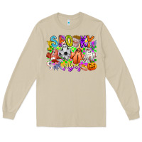 Mushroom Spooky Vibes Ghost Long Sleeve Tee - CowhideDigitalArt