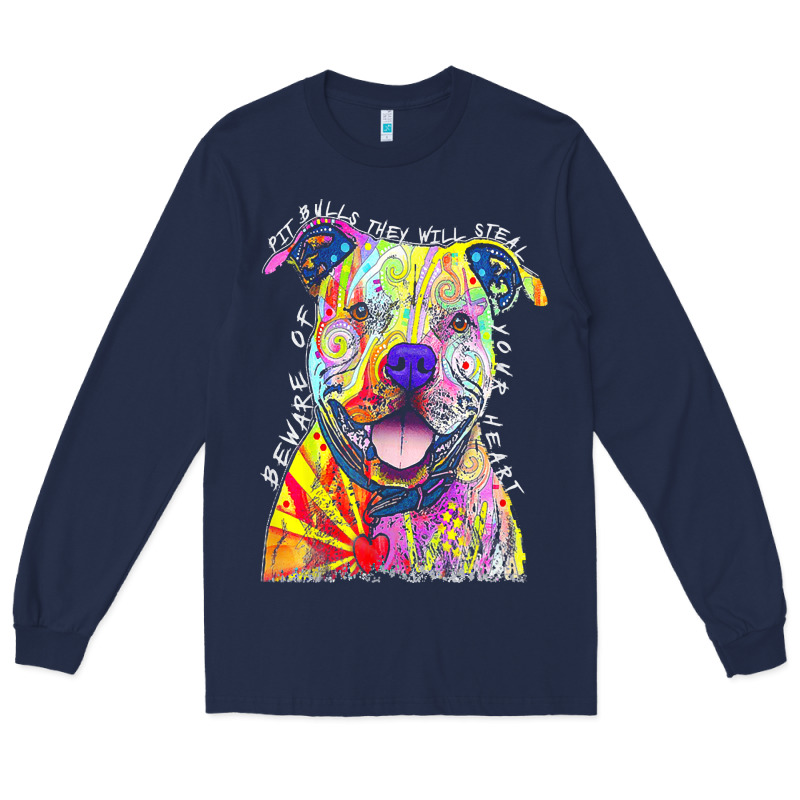 Pitbull T  Shirt Beware Of Pitbulls They Will Steal Your Heart T  Shir Long Sleeve Tee by linhVisuals | Teevron