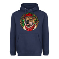 Navy Christmas English Bulldog Heavyweight Hoodie - RanaPortraitStore