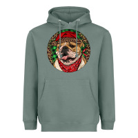 Sage Christmas English Bulldog Heavyweight Hoodie - RanaPortraitStore