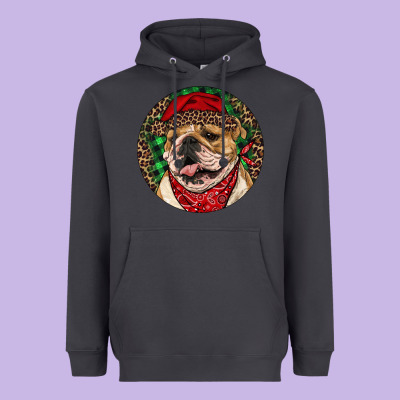 Christmas English Bulldog Heavyweight Hoodie Designed By Ranaportraitstore