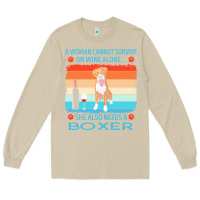 Mushroom boxer t  shirt a woman cannot survive on wine alone she also needs box Long Sleeve Tee - linhVisuals