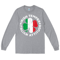 Heather Grey irish temper italian attitude t shirt st patrick's day t shirt Long Sleeve Tee - linhVisuals