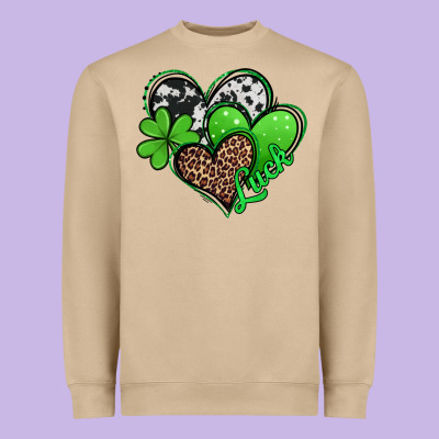 St Patricks Day Hearts Heavyweight Sweatshirt Designed By Jasminsmagicworld