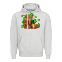 Dove Grey st patrick's day cow family Zipper Hoodie - RanaPortraitStore