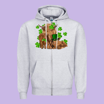 St Patrick's Day Cow Family Zipper Hoodie Designed By Ranaportraitstore