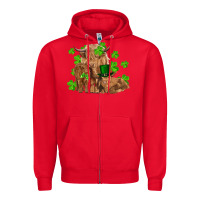 Red st patrick's day cow family Zipper Hoodie - RanaPortraitStore