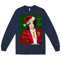 Navy merry christmas heal the world michael jackson Long Sleeve Tee - linhVisuals