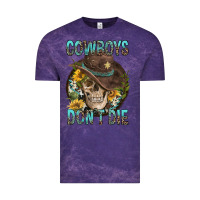 Cloud Purple Cowboys Don't Die Vintage Tee - FaDigitalArtStudio