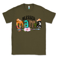 Army Green Blessed Mama Classic Tee - CowCowDesign
