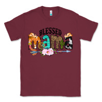 Burgundy Blessed Mama Classic Tee - CowCowDesign