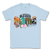 Dusty Blue Blessed Mama Classic Tee - CowCowDesign