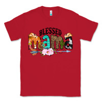 Red Blessed Mama Classic Tee - CowCowDesign