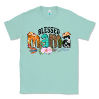 Seafoam Blessed Mama Classic Tee - CowCowDesign