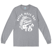 Heather Grey Raise Hell Eat white Long Sleeve Tee - linhVisuals