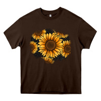 Chocolate Brown sunflower patch Heavy Core Tee - Jasminsmagicworld