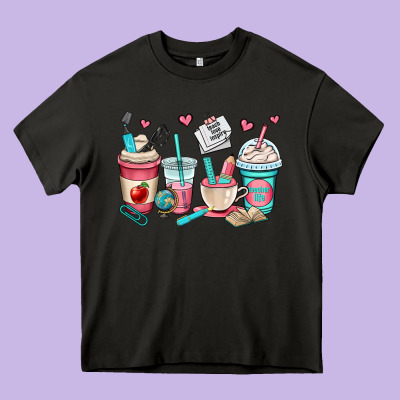 Teacher Coffee Cups Heavy Core Tee Designed By Oliviacreatesart